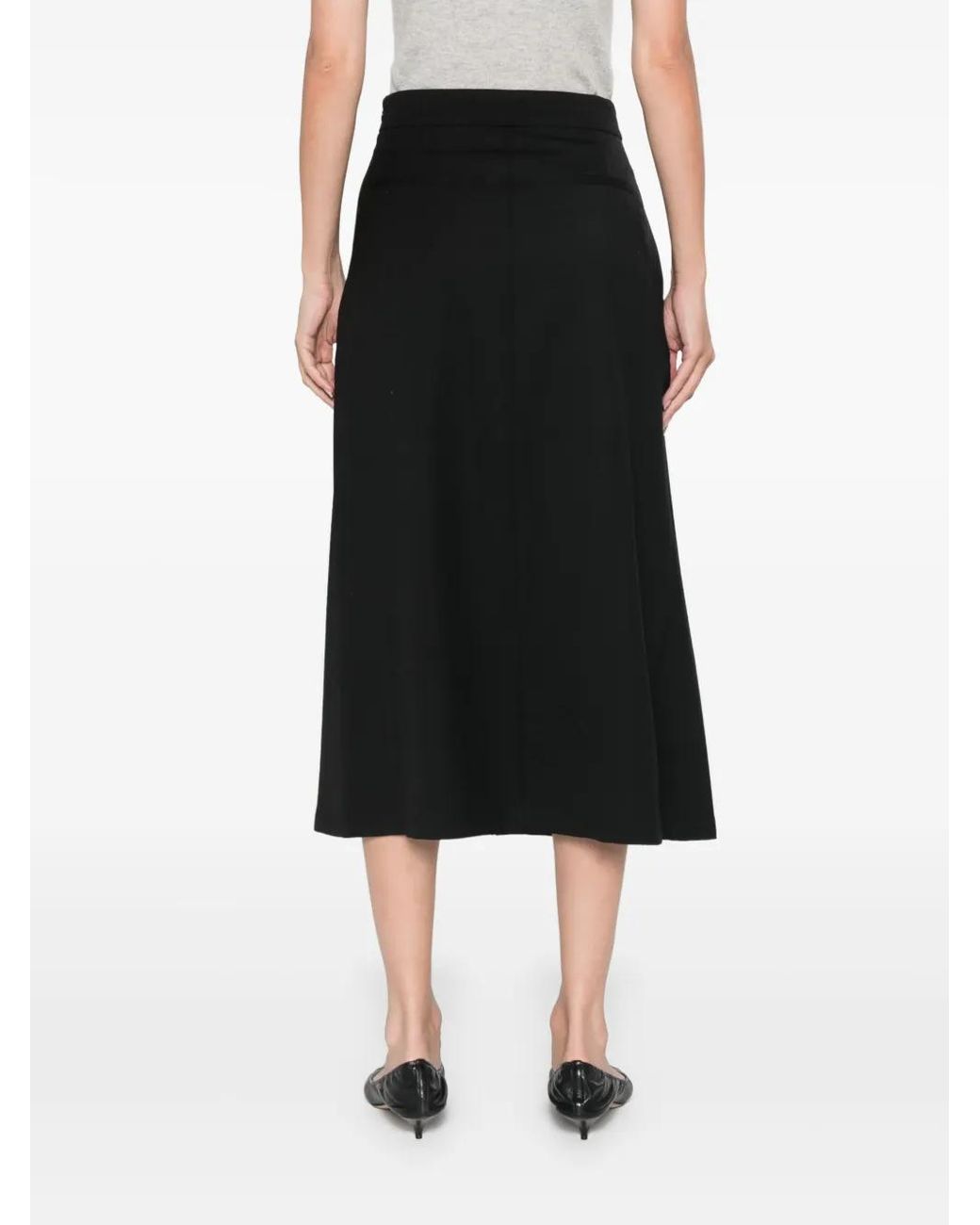 P.A.R.O.S.H. Black Liliuxy Pleated Midi Skirt