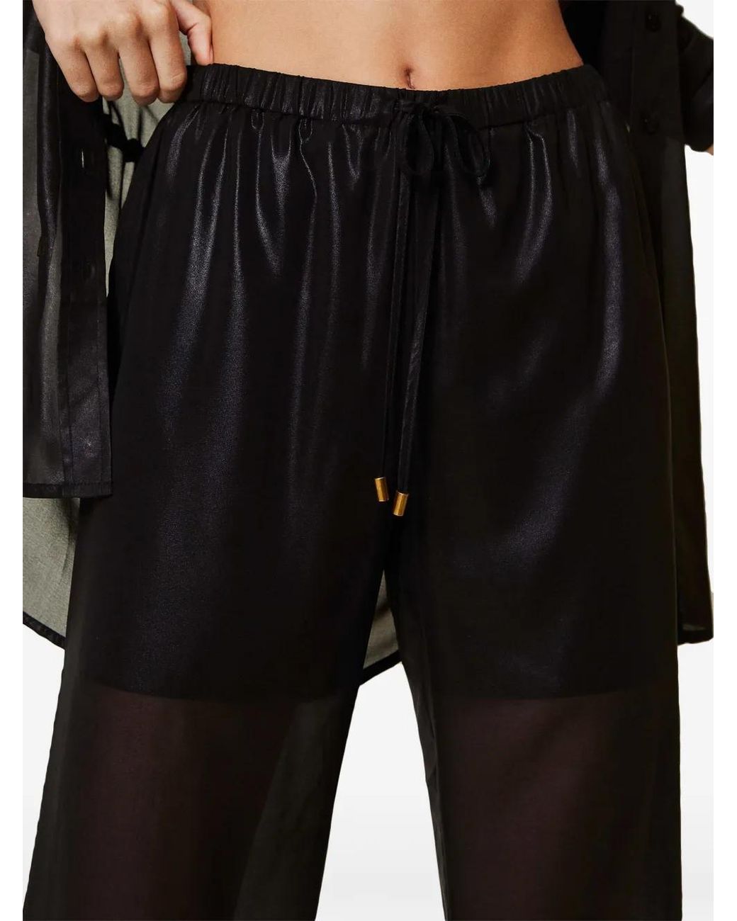 Twinset Black Semi-Sheer Trousers