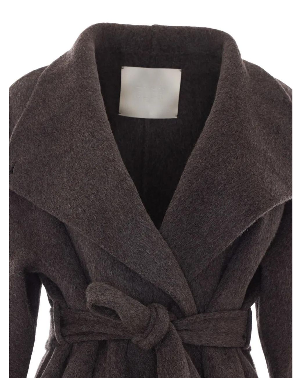 ELEH Gray Belted Shawl-Collar Coat