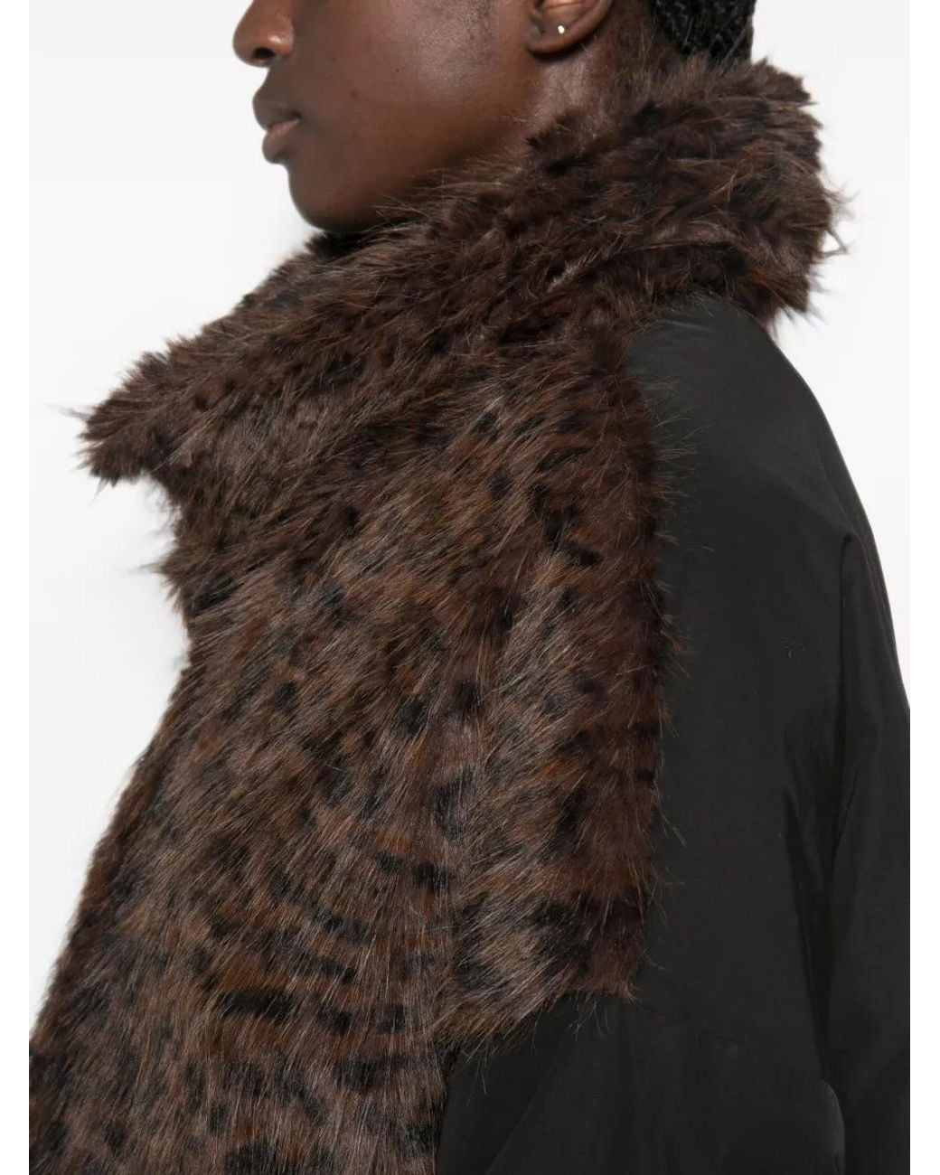 Collection Privée Brown Leopard-Print Faux-Fur Coat