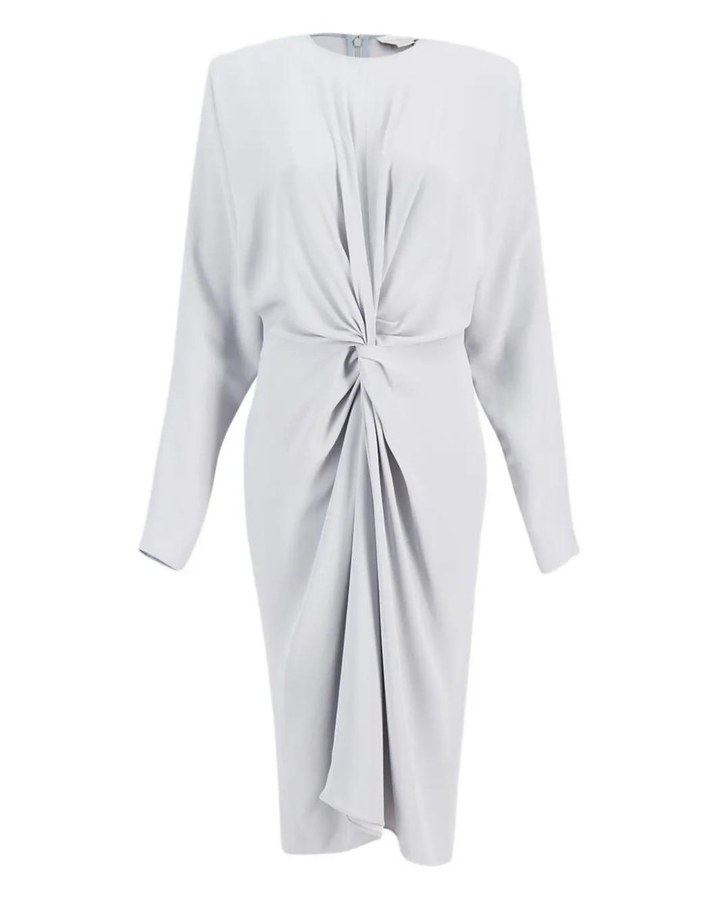 Stella McCartney White Satin Draped-Front Midi Dress