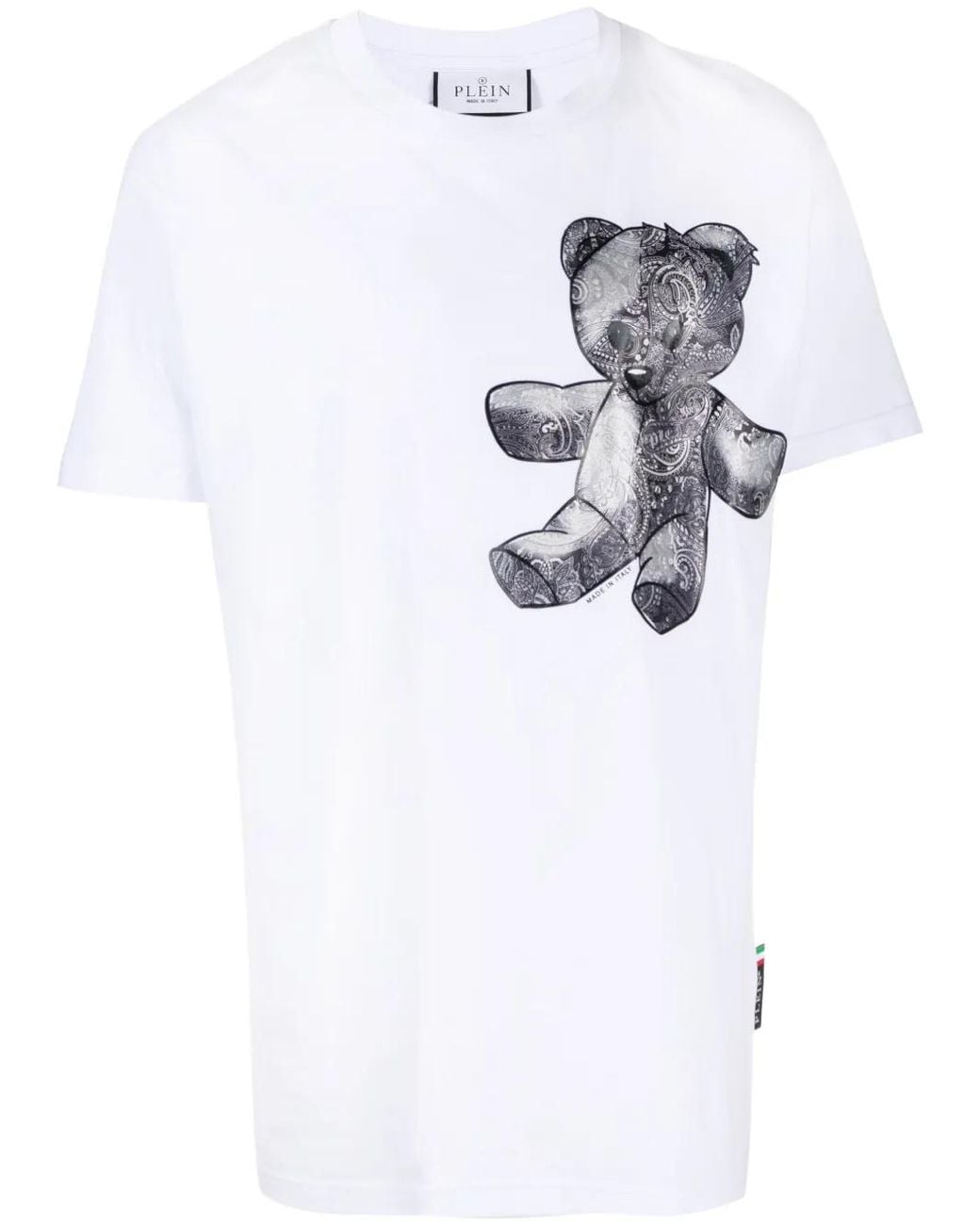 Philipp Plein White Teddy Bear Paisley-Print T-Shirt for men