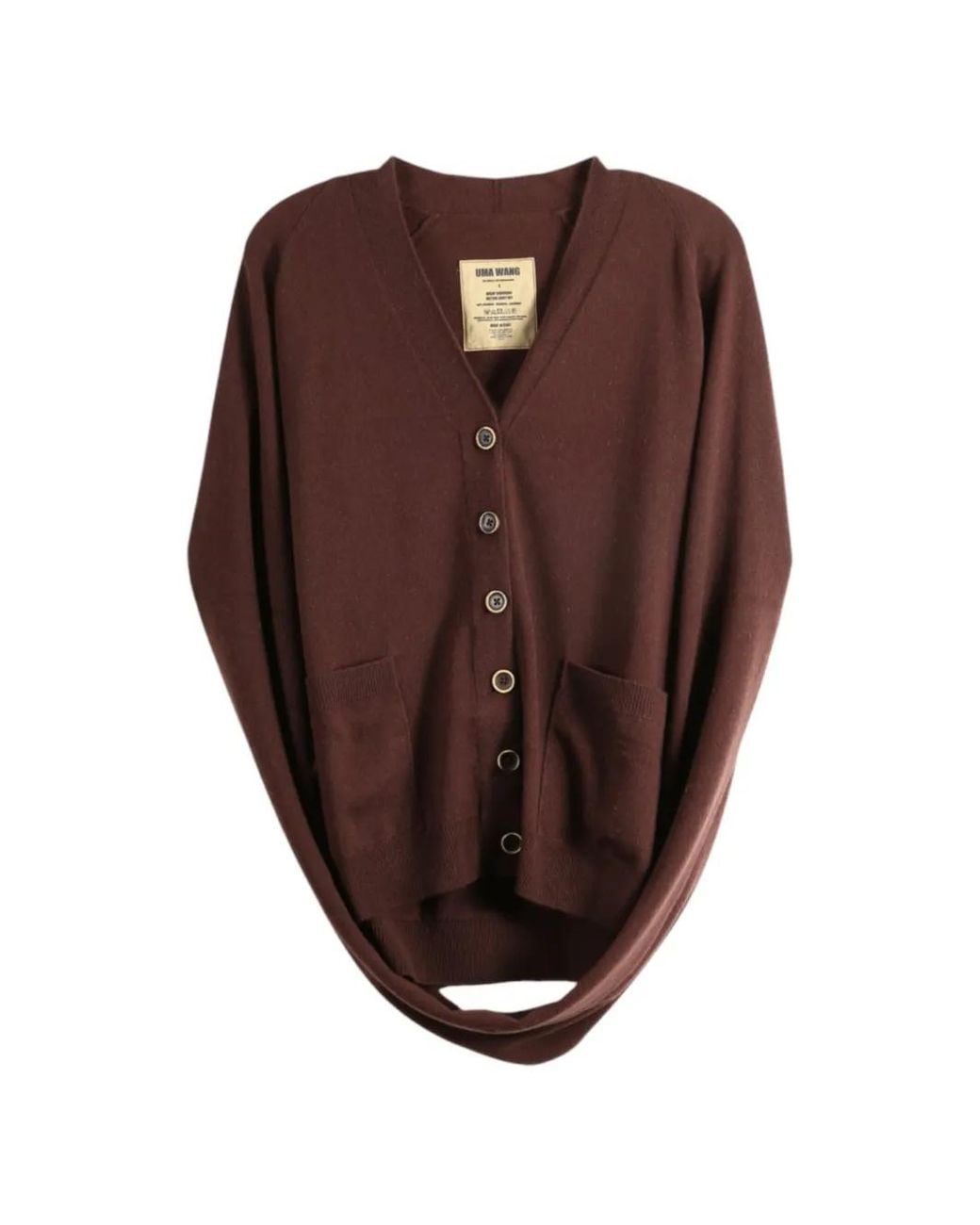 Uma Wang Brown Wrap-Detail Cardigan