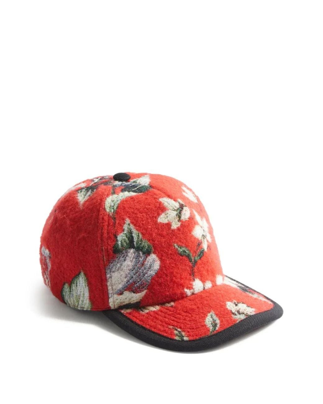 LaDoubleJ Red Floral Baseball Cap