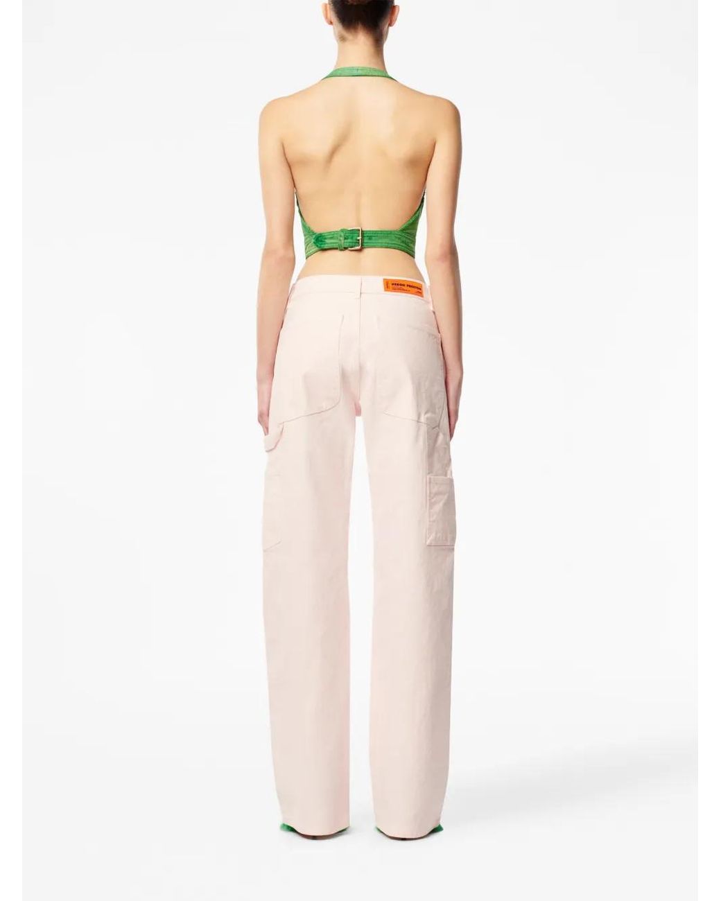 Heron Preston Green Distressed Cotton Corset Top