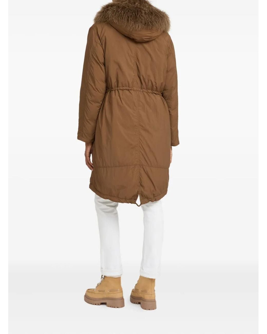 Yves Salomon Brown Lambshearling-Trimmed Parka Coat