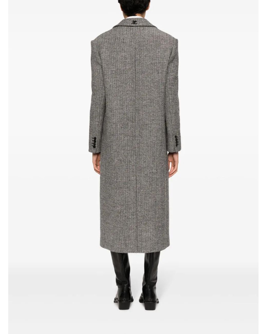 Courreges Gray Strap-Detail Tailored Coat