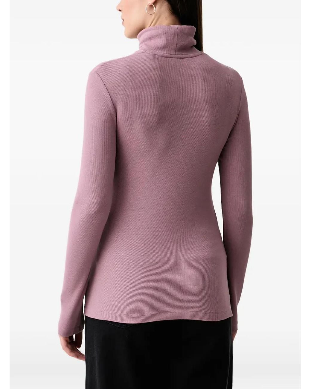 Marc O' Polo Purple Ribbed-Knit Roll-Neck Top