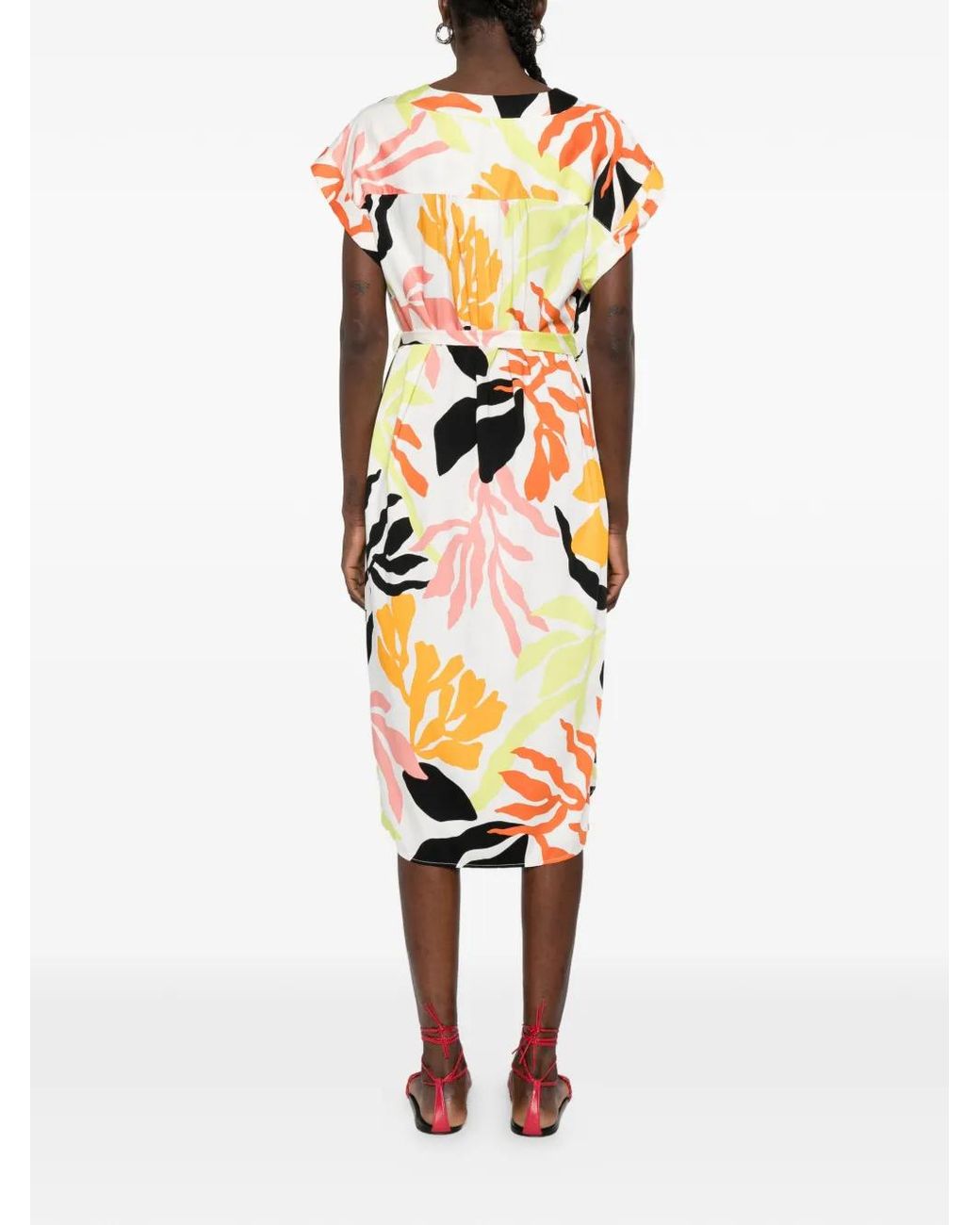 Gant Metallic Palm-Print V-Neck Midi Dress