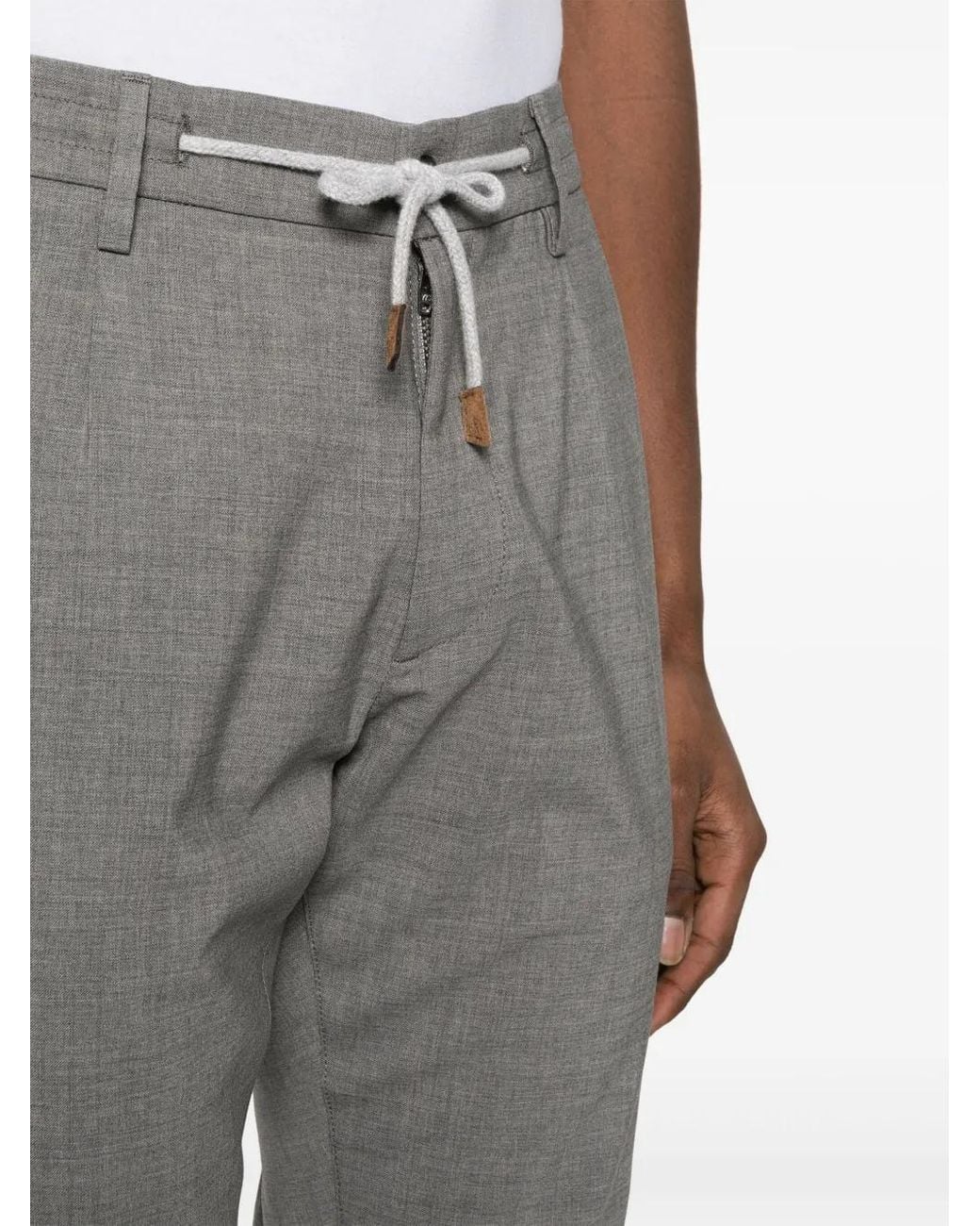 Eleventy Gray Pressed-Crease Trousers for men