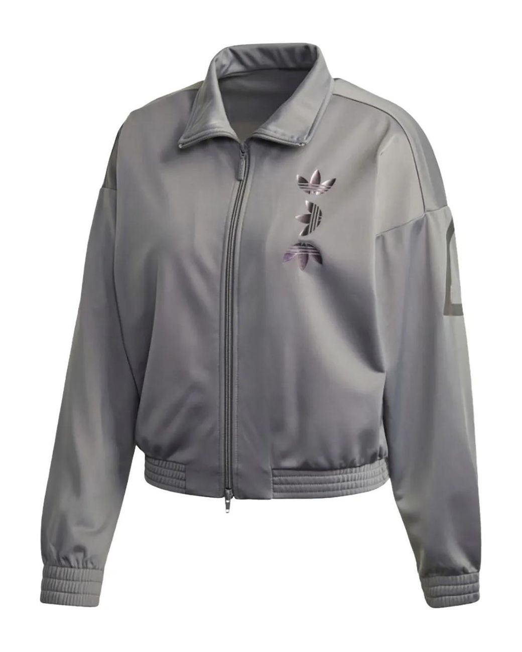 Adidas Gray Logo-Detail Track Jacket