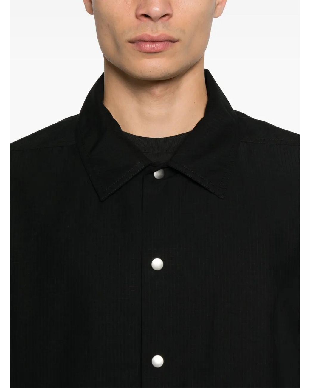 Rick Owens Black Front Press-Stud Fastening Jacket for men