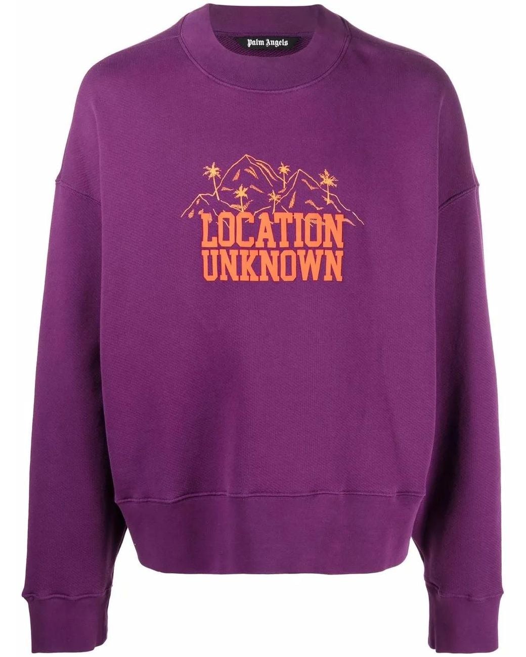 Palm Angels Purple Location Unknown Crew Neck Sweatshirt for men