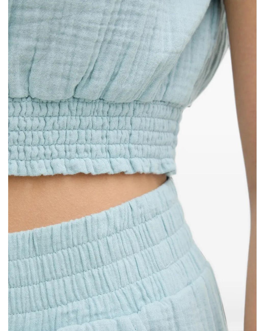 DKNY Blue Short-Sleeve Crop Top
