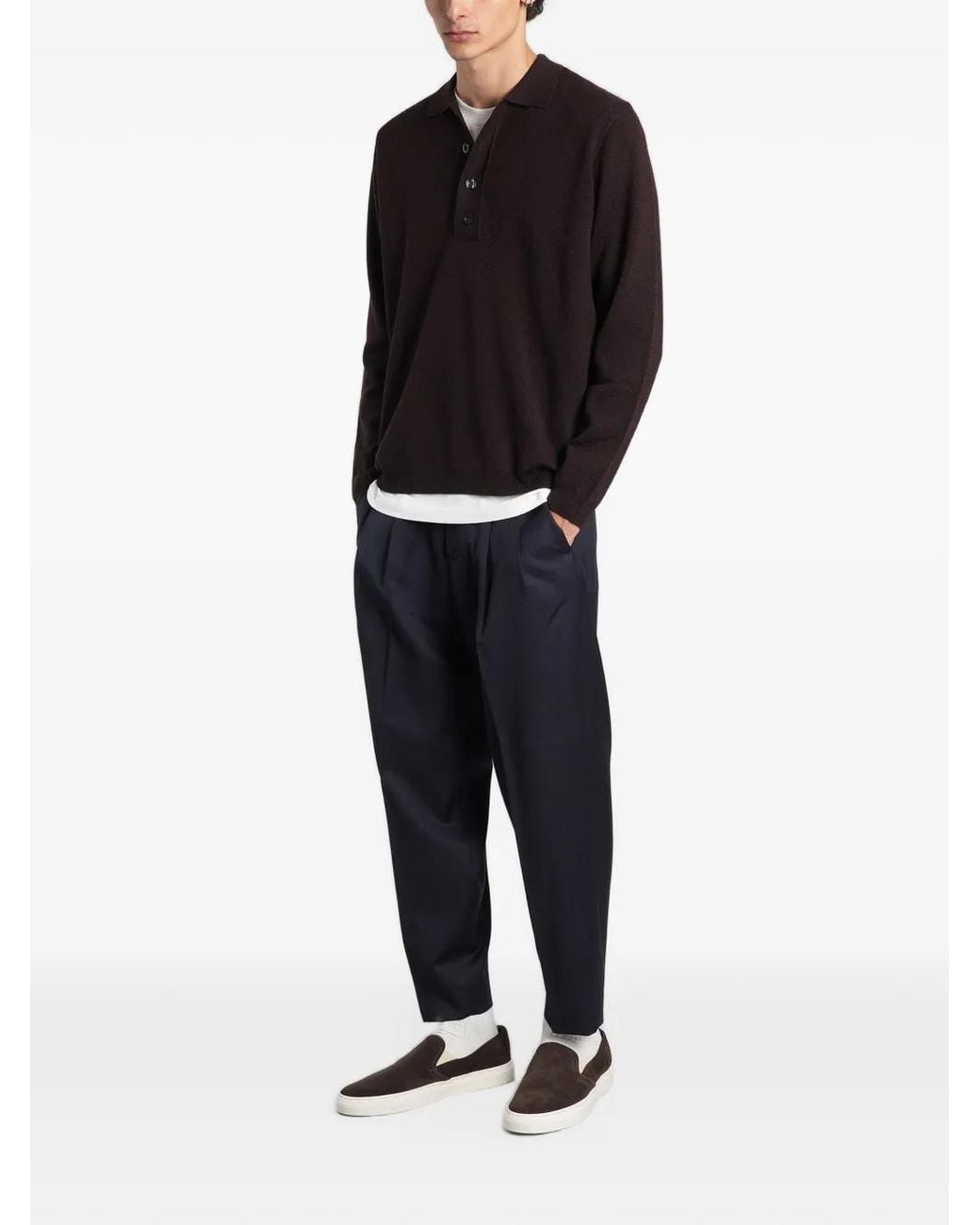 Low Brand Black Zen Pleated-Detail Trousers for men