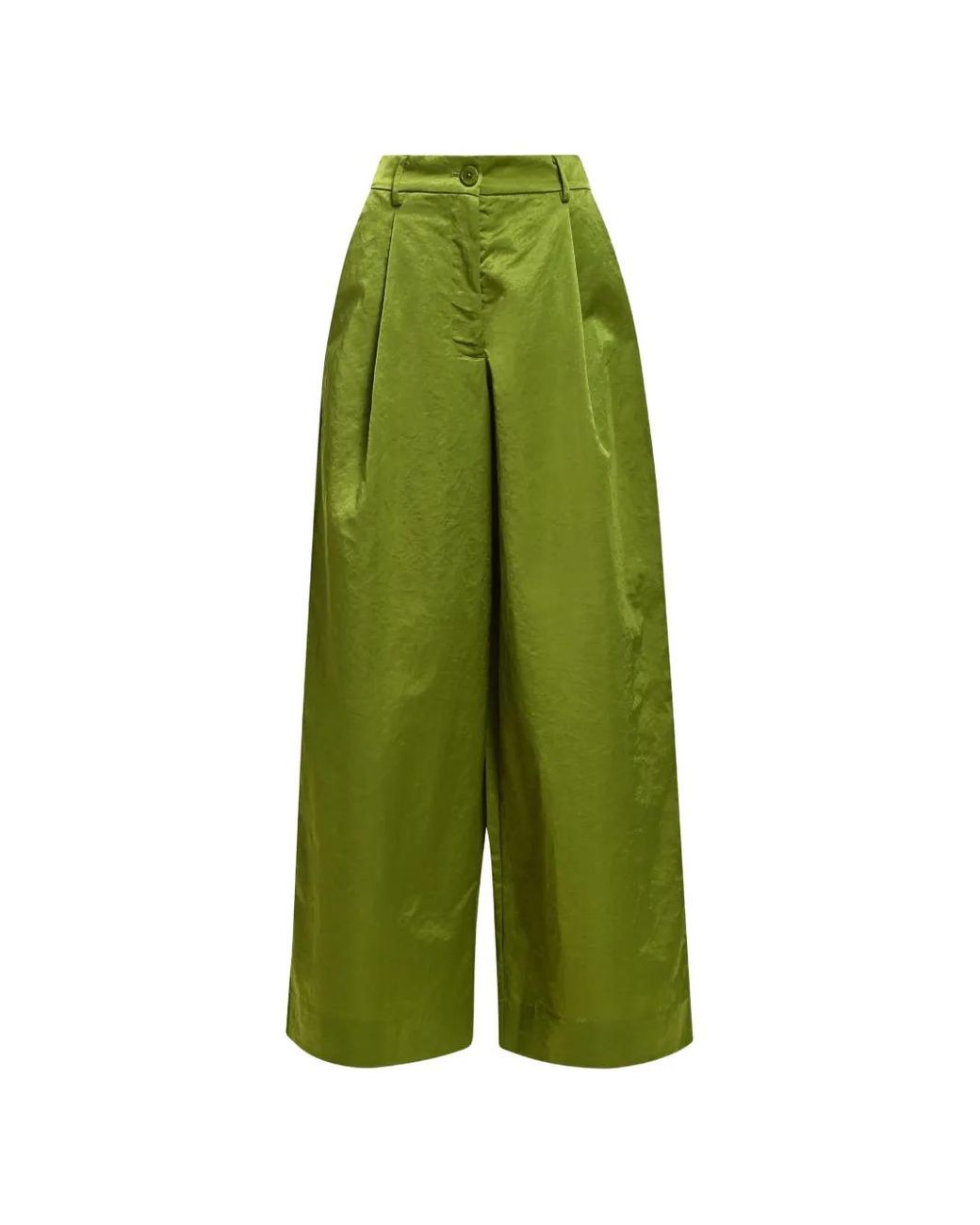 Essentiel Antwerp Green Pleated Wide-Leg Trousers