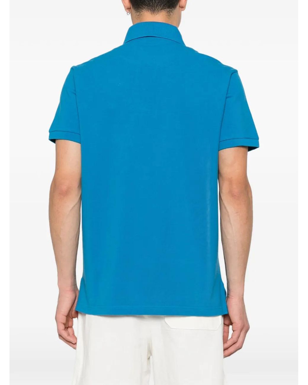 Etro Blue Embroidered Polo Shirt for men