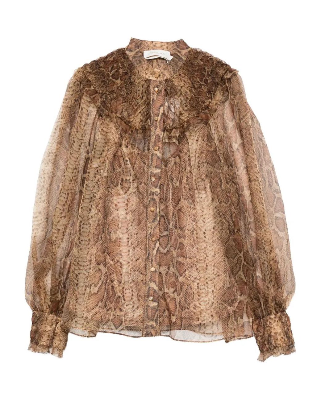 Zimmermann Brown Printed Silk Shirt