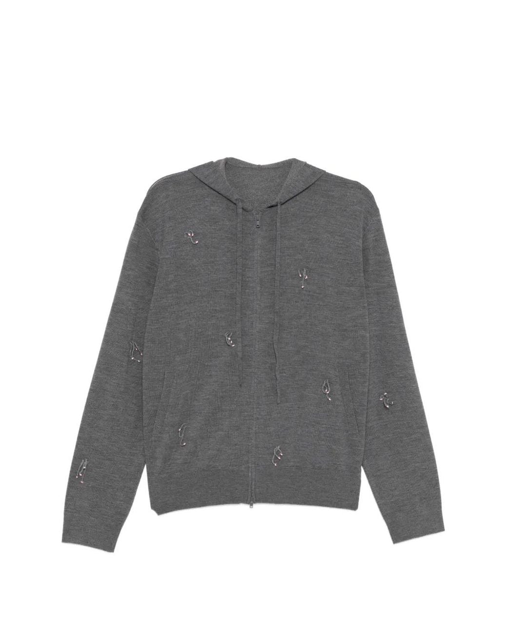 JNBY Gray Tassel Knitted Hoodie