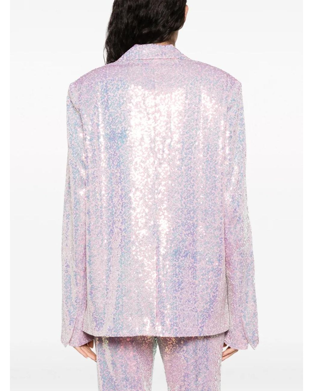 ROTATE BIRGER CHRISTENSEN Pink Sequin-Embellished Single-Breasted Blazer