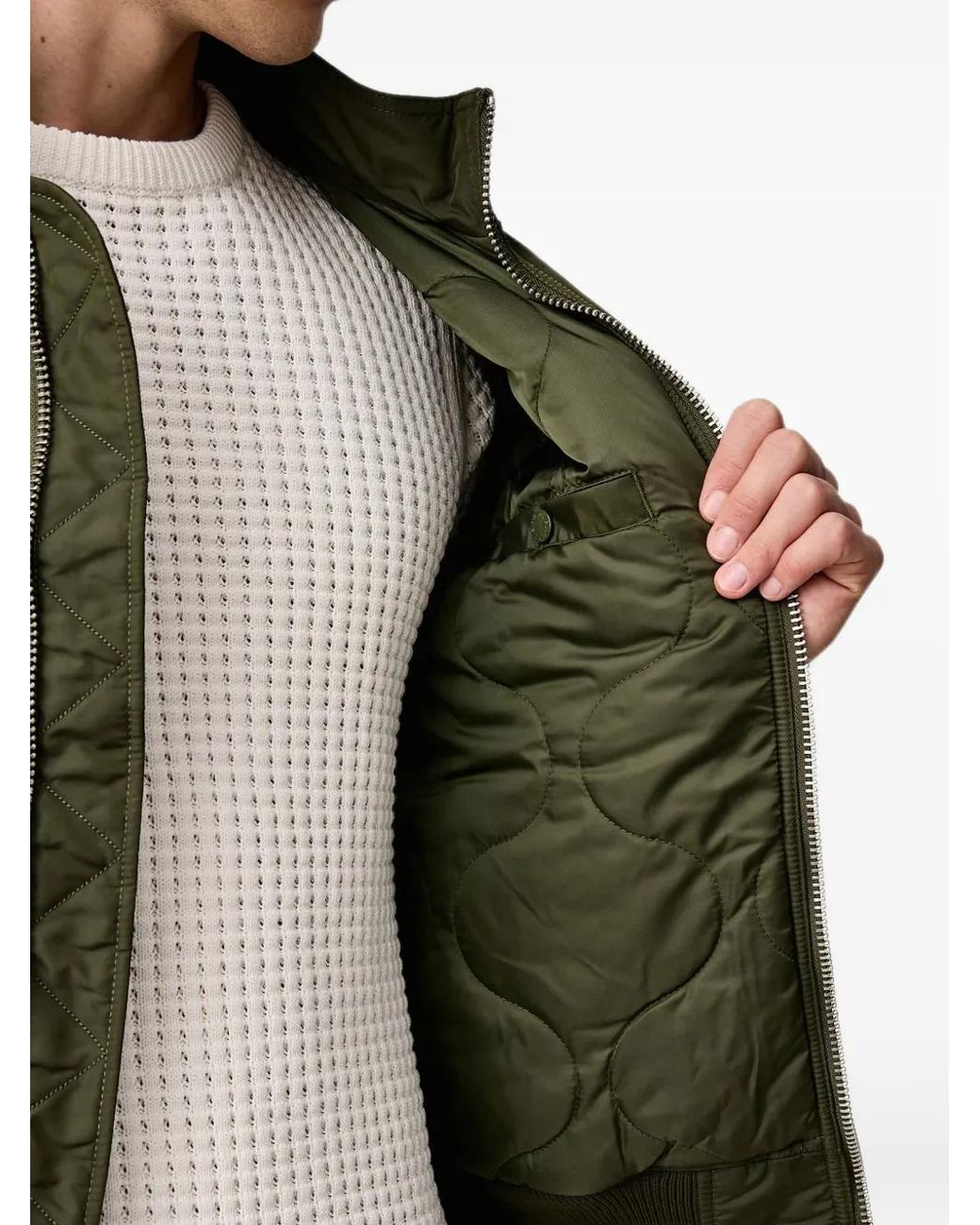Alpha Industries Green Patch-Detail Bomber Jacket for men