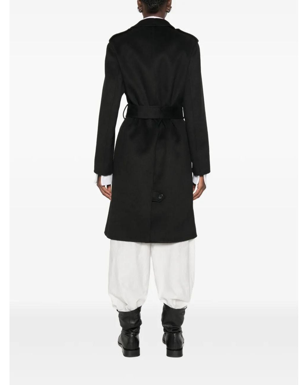Liu Jo Black Manteau Croisé À Taille Ceinturée