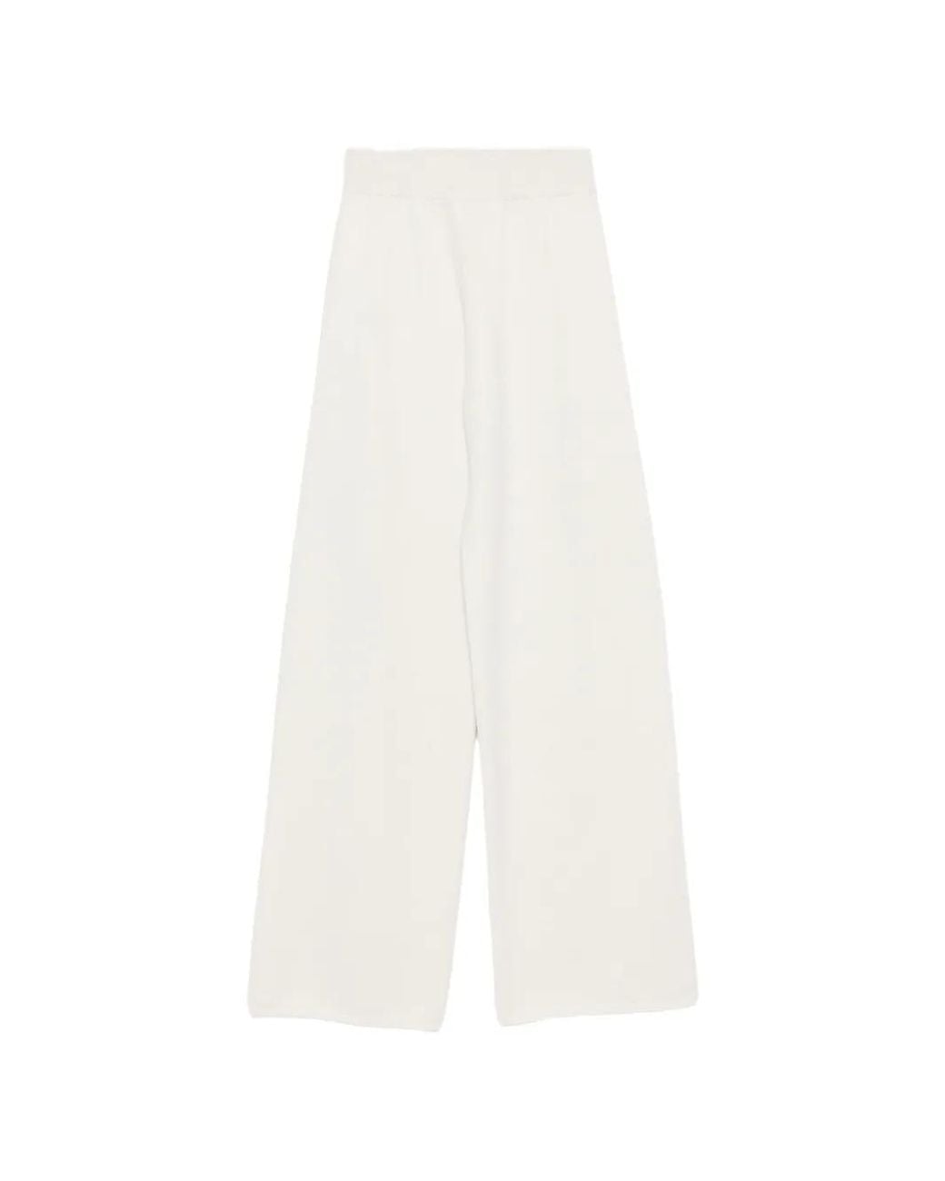 Lorena Antoniazzi White Fine-Knit Wide-Leg Trousers