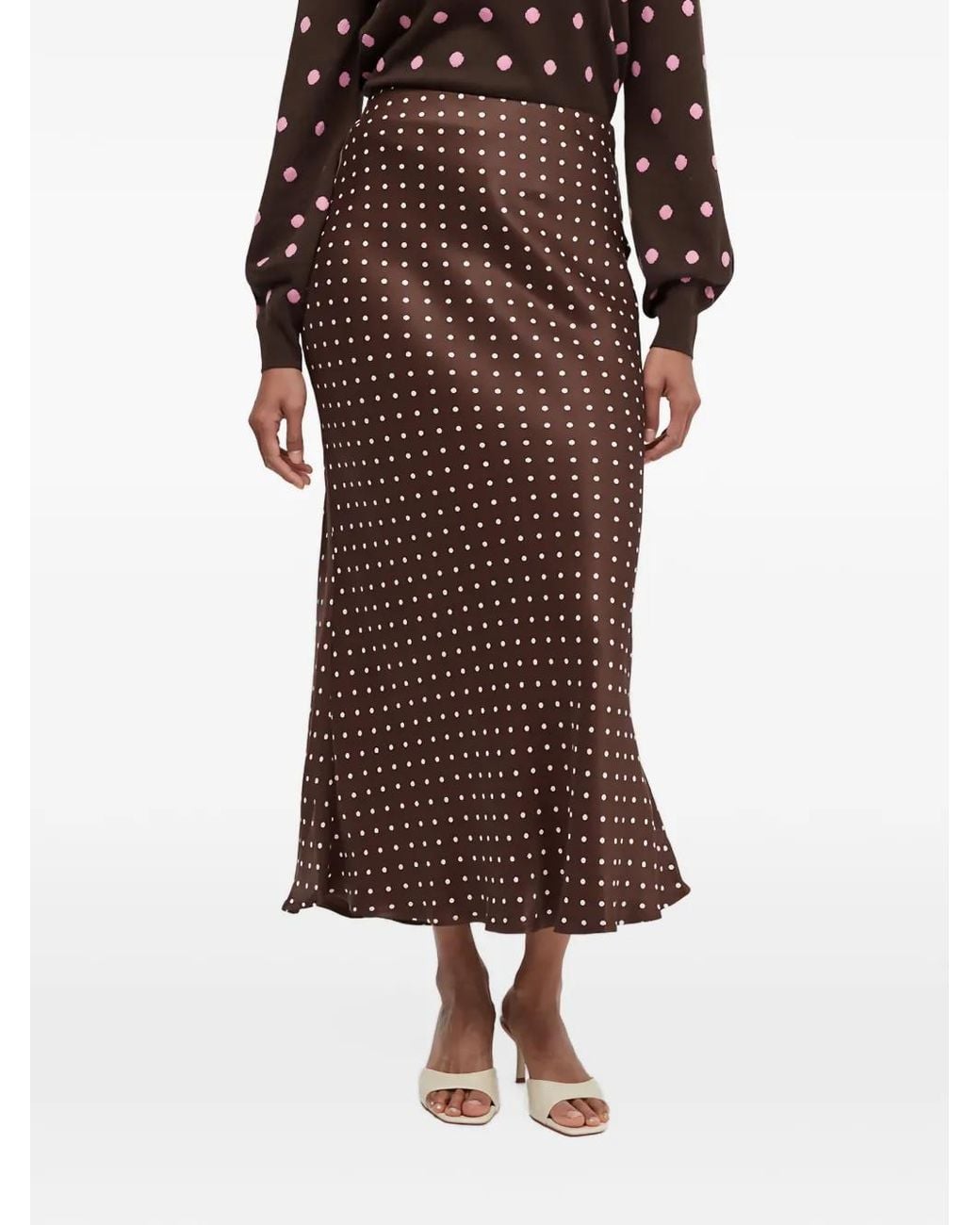 Chinti & Parker Brown Polka-Dot Long Skirt