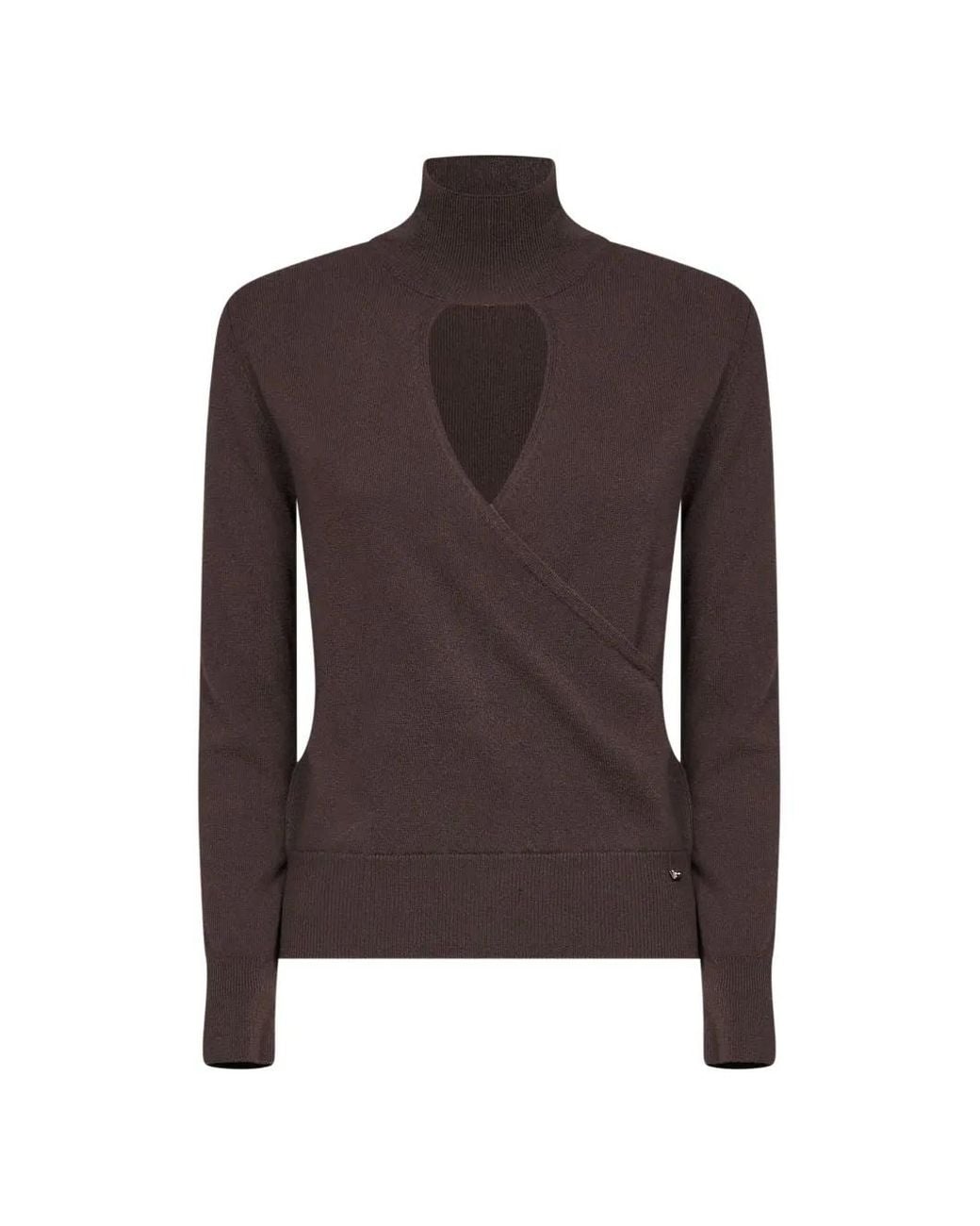 Herno Brown Wrap-Effect Cut-Out Sweater