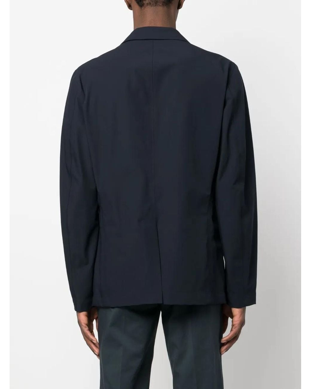 Herno Blue Plain Single-Breasted Blazer for men