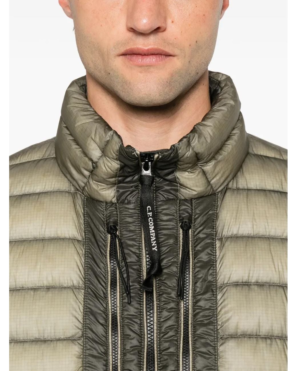 C P Company Green Quilted Lens-Detail Jacket for men
