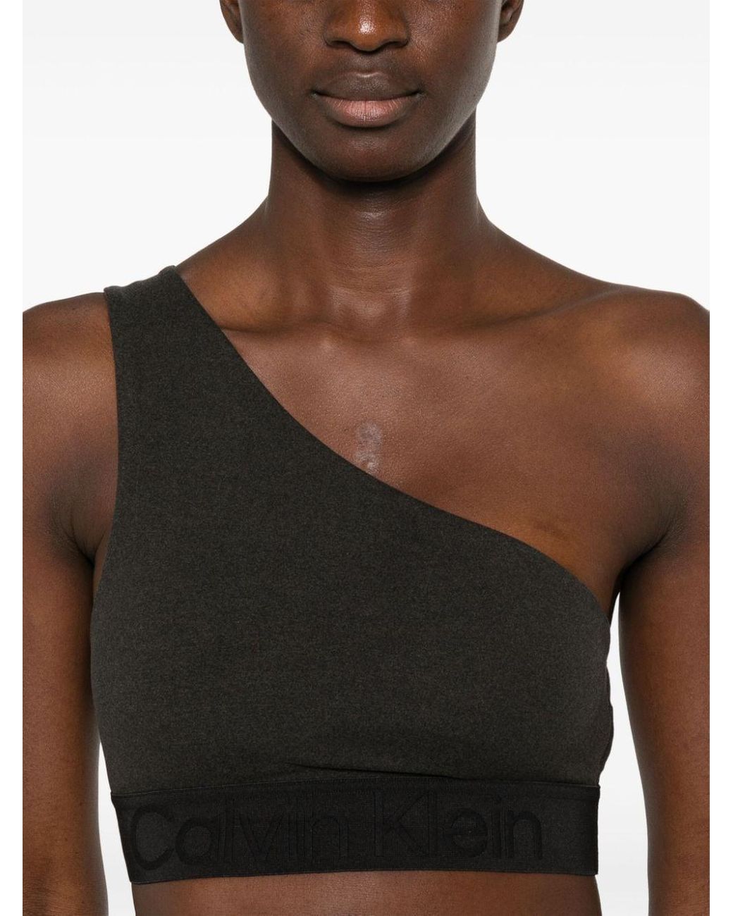 Calvin Klein One-shoulder Sports Bra in Black | Lyst