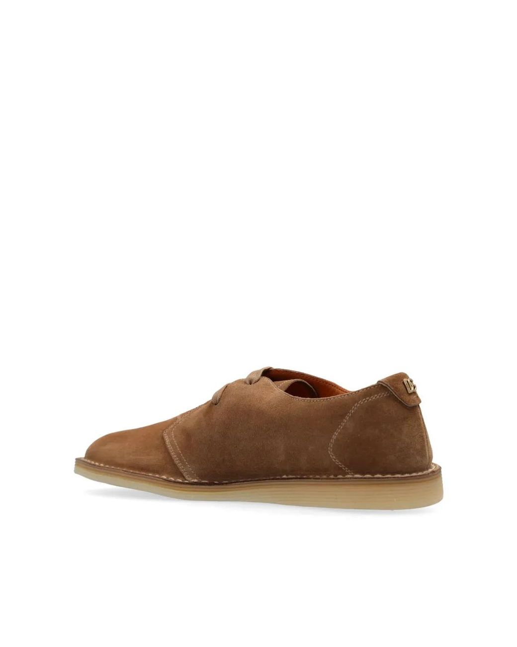 Dolce & Gabbana Brown Logo-Tag Suede Derby Shoes for men