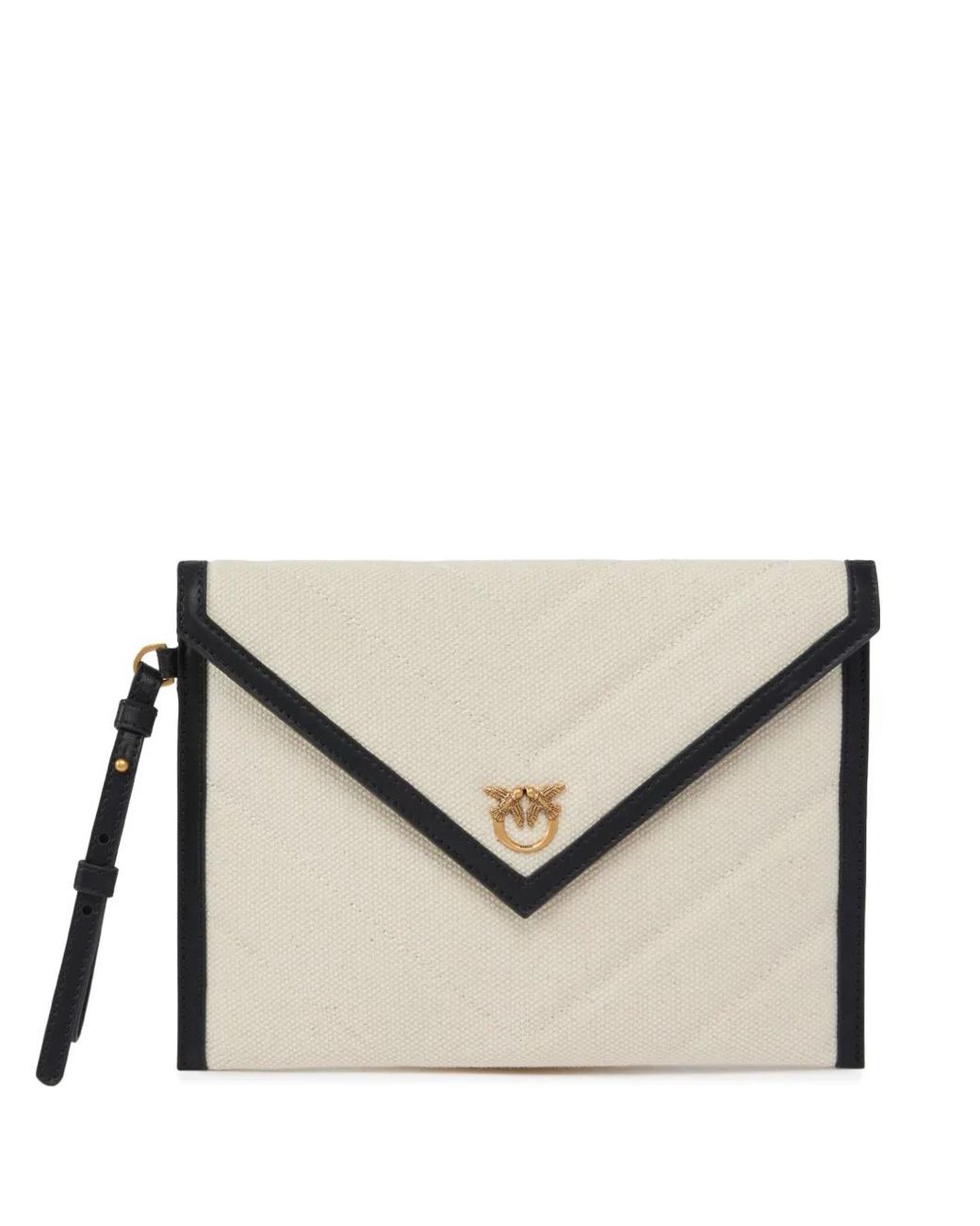 Farfetch Pinko Clutch Bag Pinko Canvas Clutch Bag In Natural Lyst UK