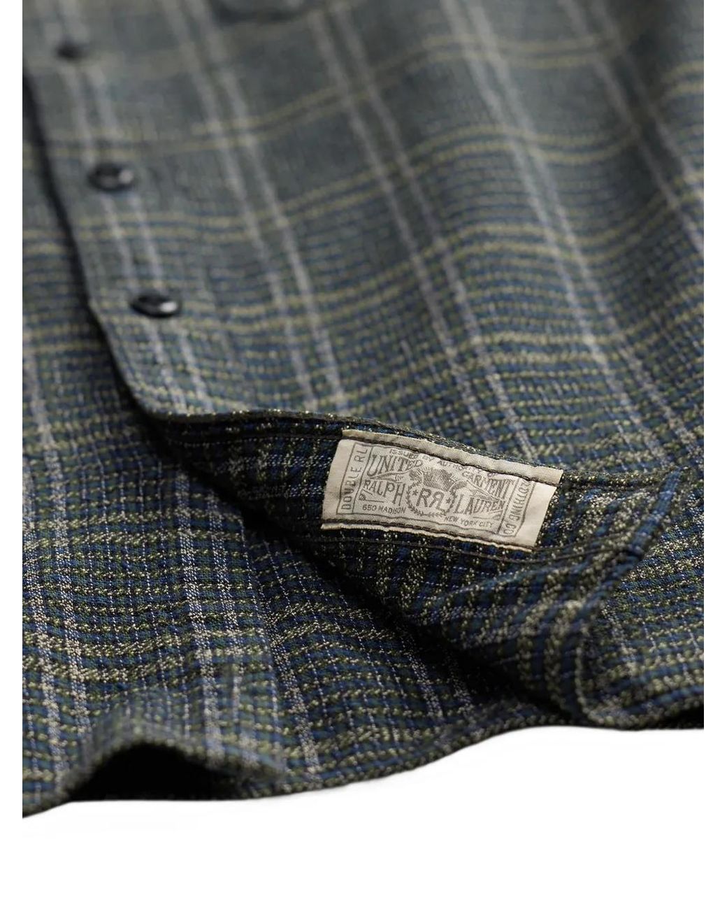 RRL Gray Checked Long-Sleeved Shirt for men