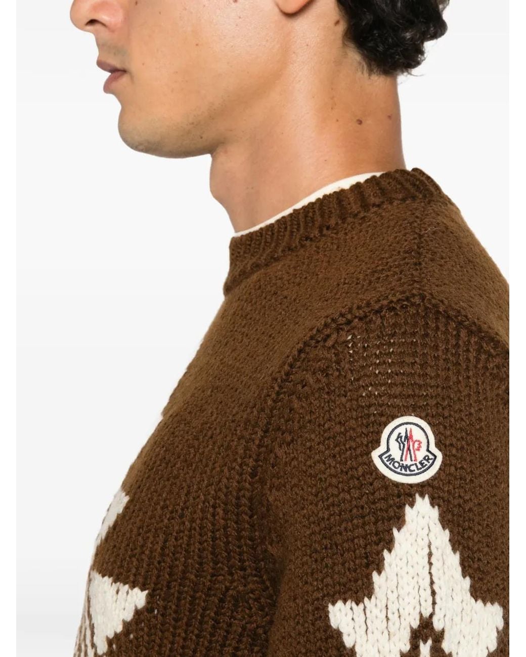 Moncler Brown Pull À Motif En Intarsia En Laine for men