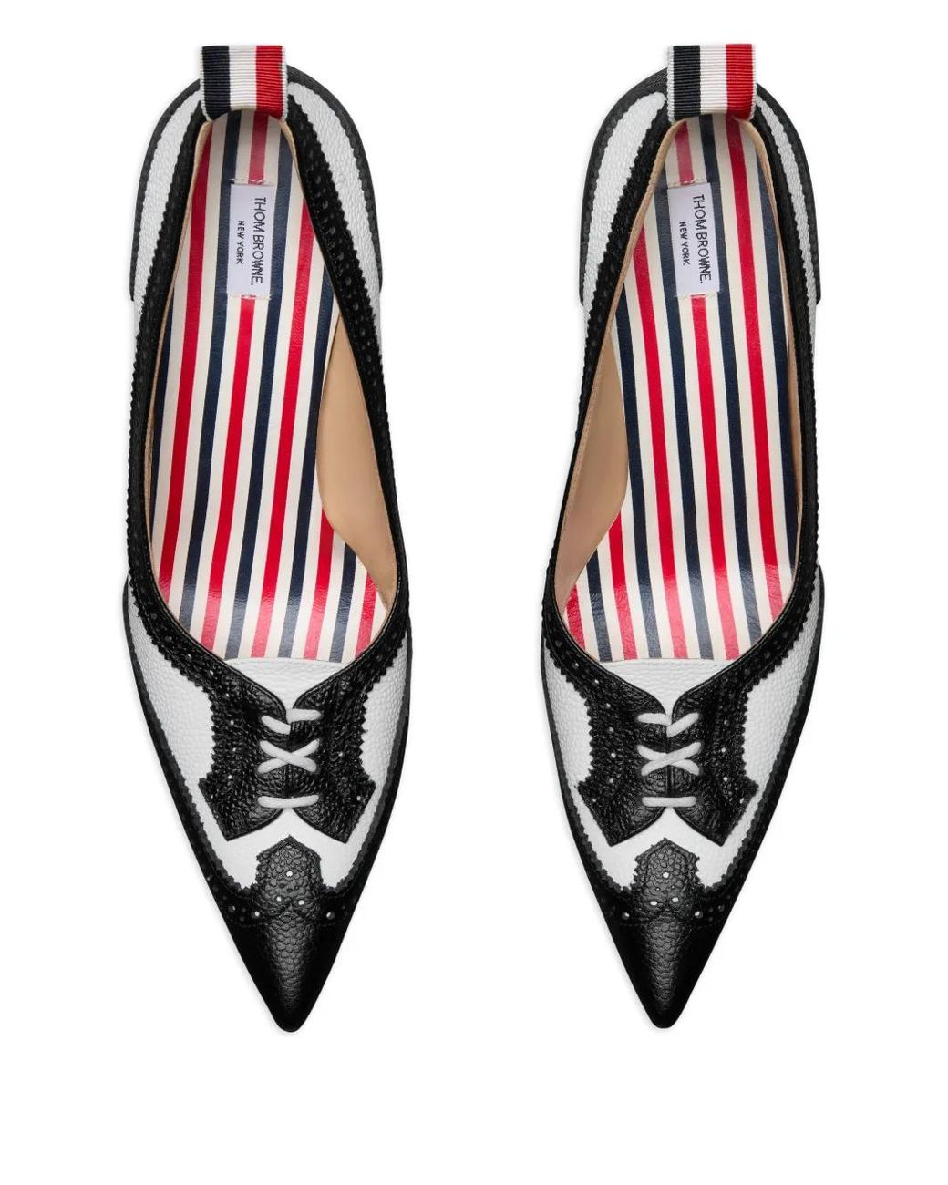 Thom Browne Black Pebble-Grain Wingtip Pumps 90Mm