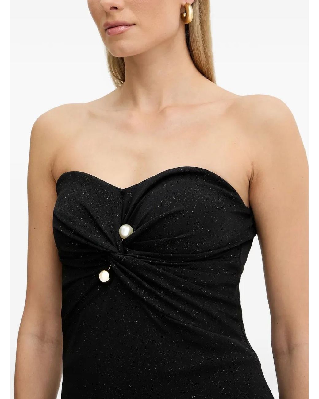 Fracomina Black Knot Pearl-Embellishment Maxi Dress
