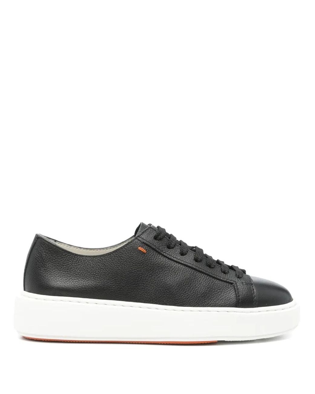 Santoni Black Leather Sneakers