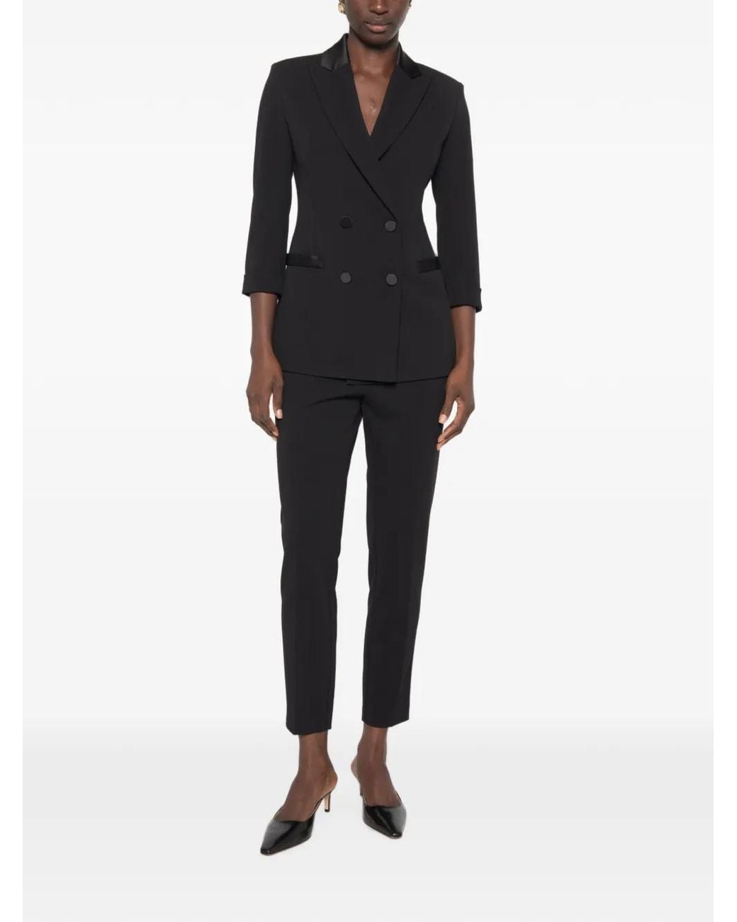 Imperial Black Double-Breasted Peak-Lapel Jacket