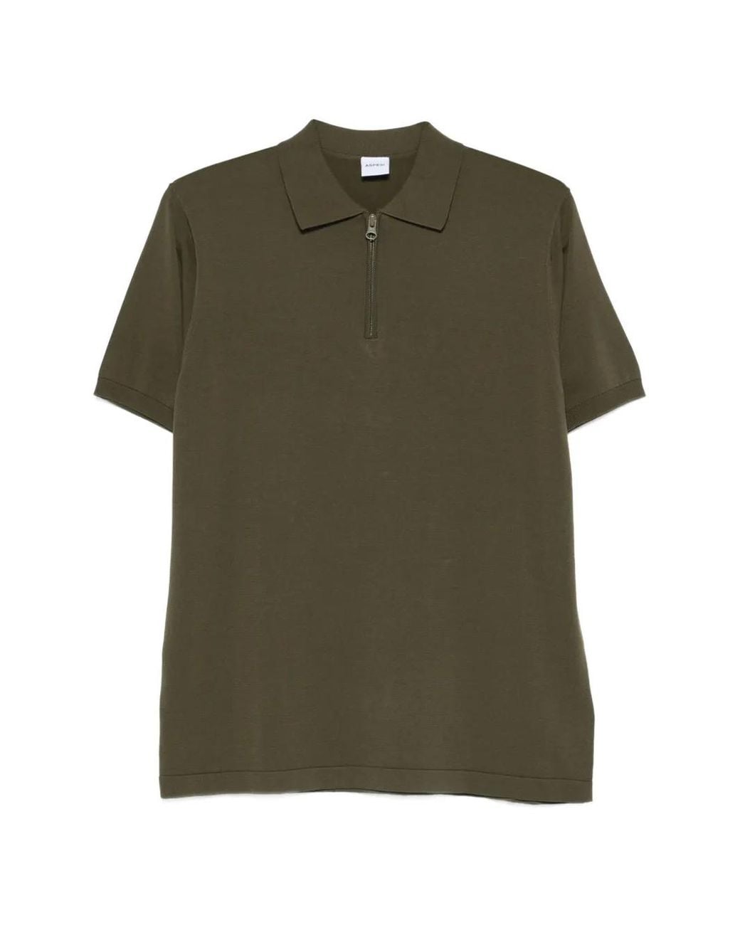 Aspesi Green Zip-Fastening Polo Shirt for men