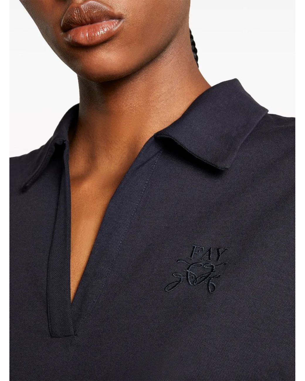 Fay Blue Logo-Embroidered Piqué Polo Shirt