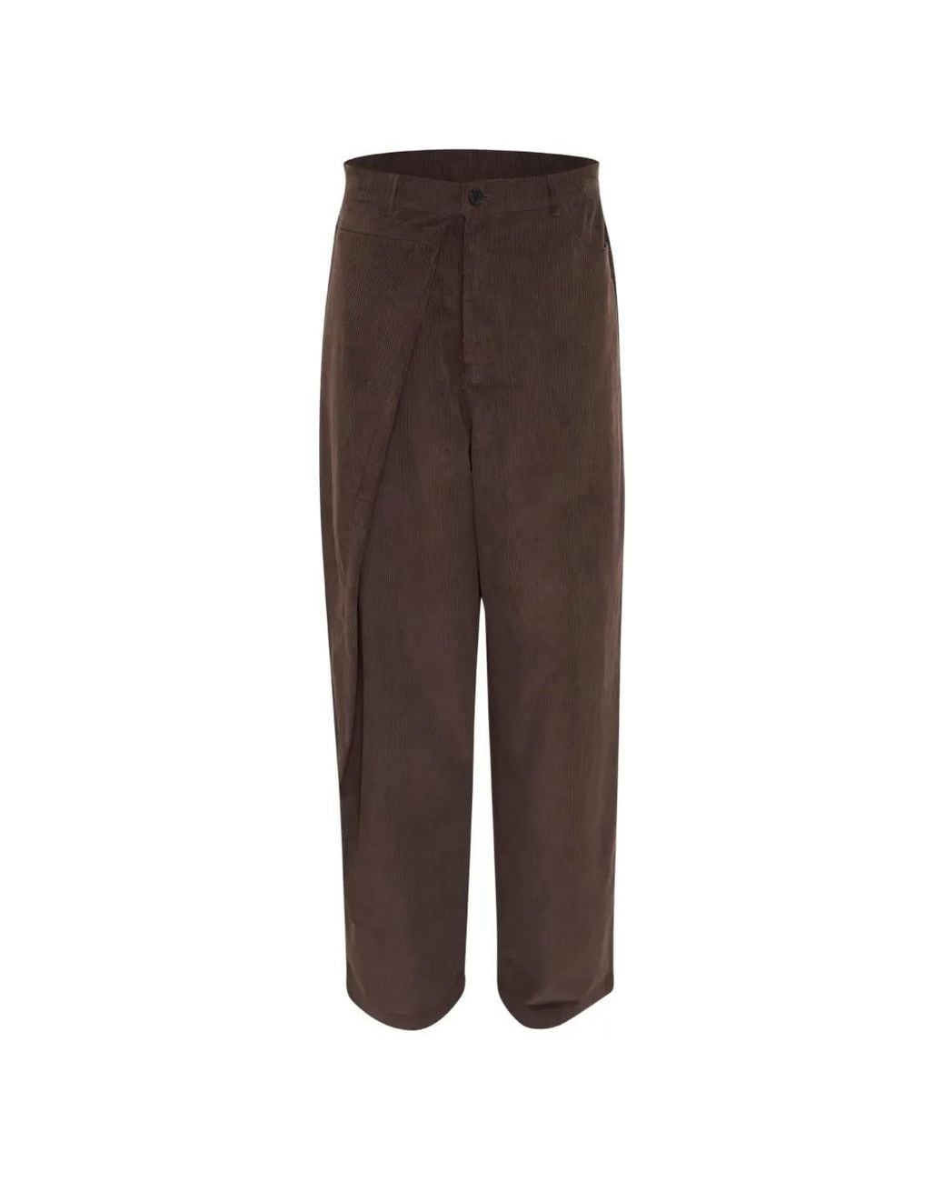 BONBOM Brown Asymmetric Corduroy Trousers