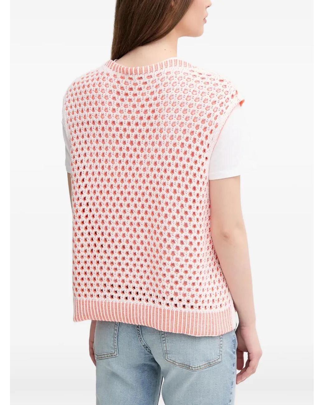 Benetton Pink Open-Knit Knitted Top