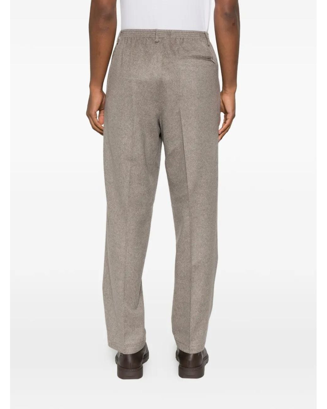 Cellar Door Gray Elasticated-Waistband Cashmere Trousers for men