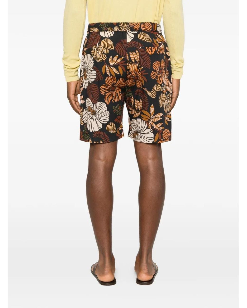 Brian Dales Brown Floral-Print Shorts for men