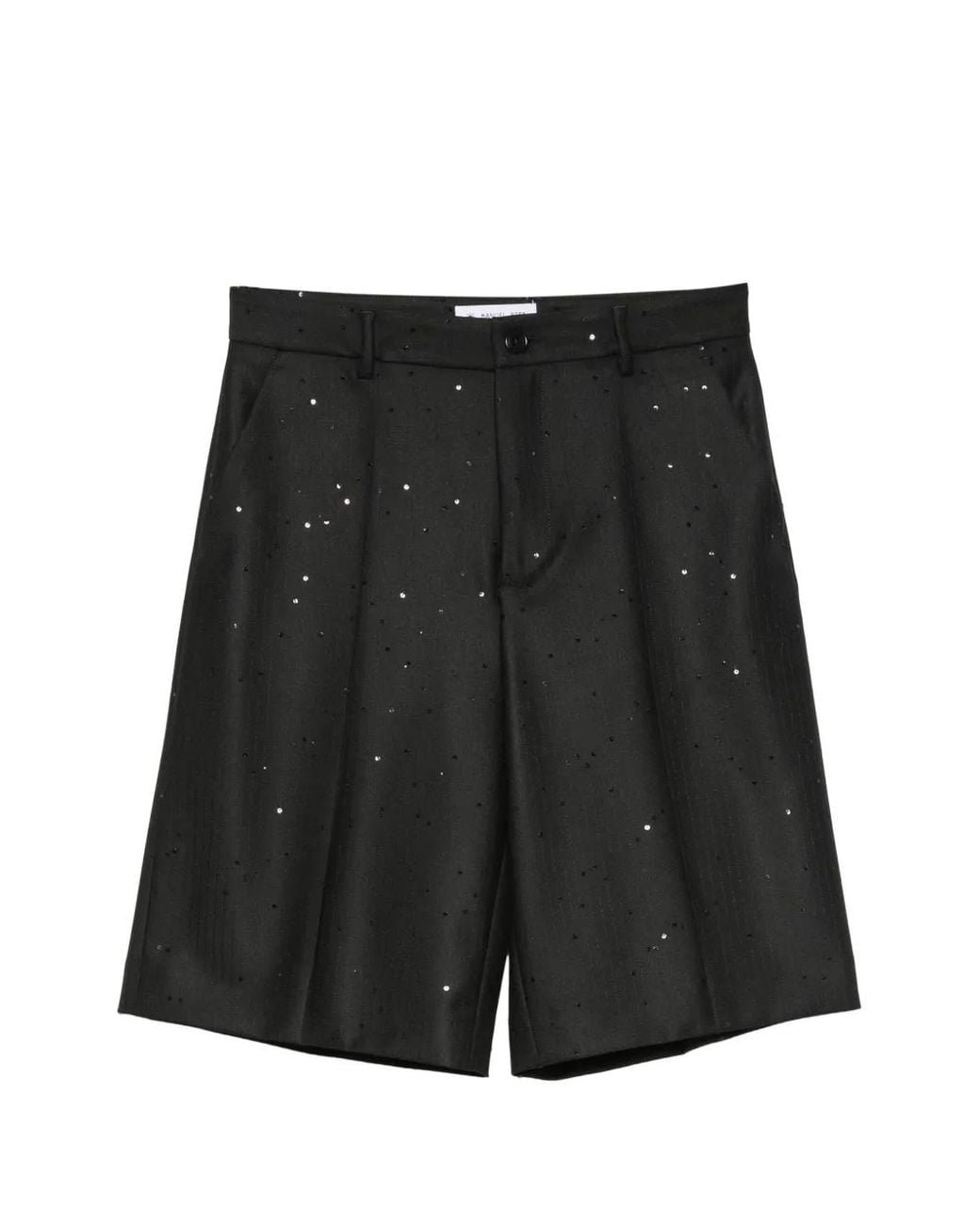 Manuel Ritz Black Pinstriped Sequin-Embellished Shorts