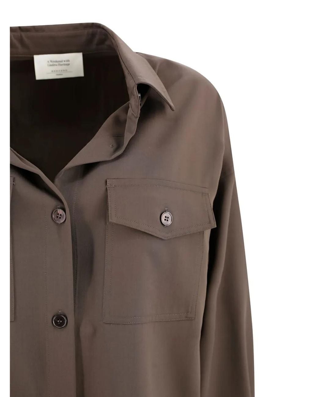 Weekend by Maxmara Brown Double-Pocket Virgin-Wool Shirt