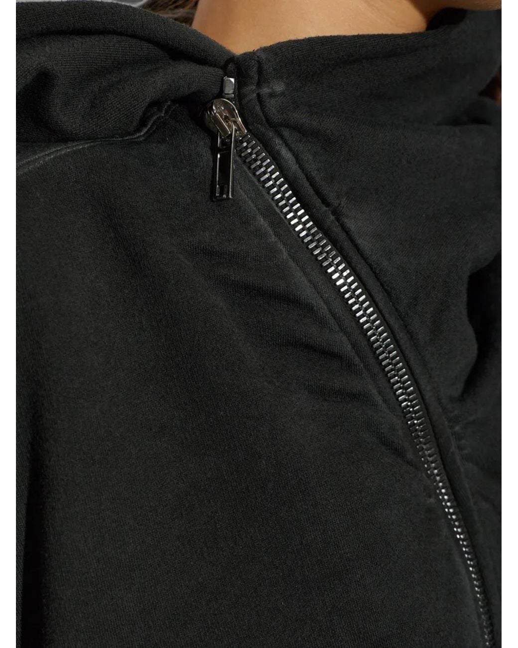 Rick Owens Black Asymmetric-Zip Oversized Hoodie