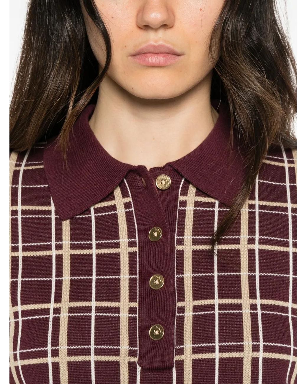 Gant Red Check-Knit Polo Shirt